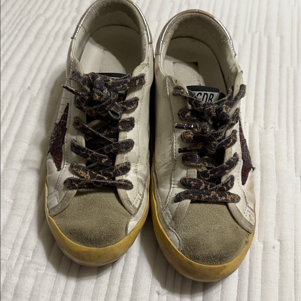 Golden Goose White Sneakers with Burgundy Star size 38 - Picture 4 of 12